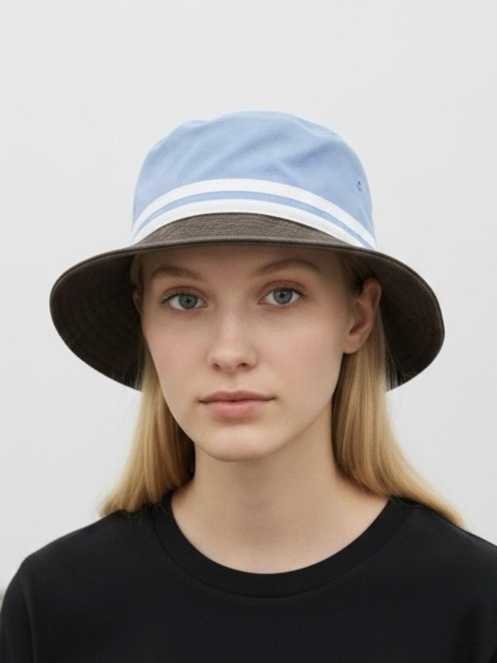 4/$24 Puma Vintage Blue‎ with Brown Brim and White Bands Bucket Style Hat